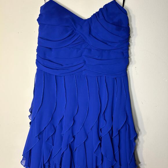 Windsor Royal Blue Flowy Ruffle Mini Dress-Size 13/14 - Picture 7 of 11